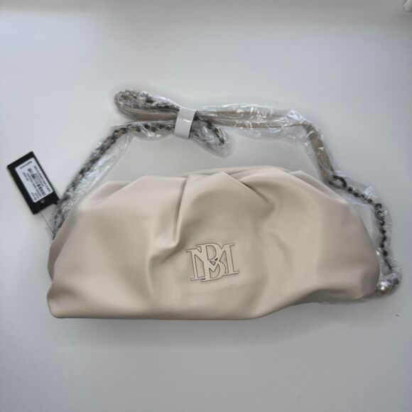 Badgely Mischka Clutch, Wrapped Frame Off-white Faux leather.  Vegan. Coquette. - Picture 1 of 8